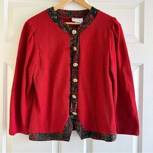 Matthew & David Vintage 90s Red‎ Knit Gold Toned Button Cardigan Sweater Size 10